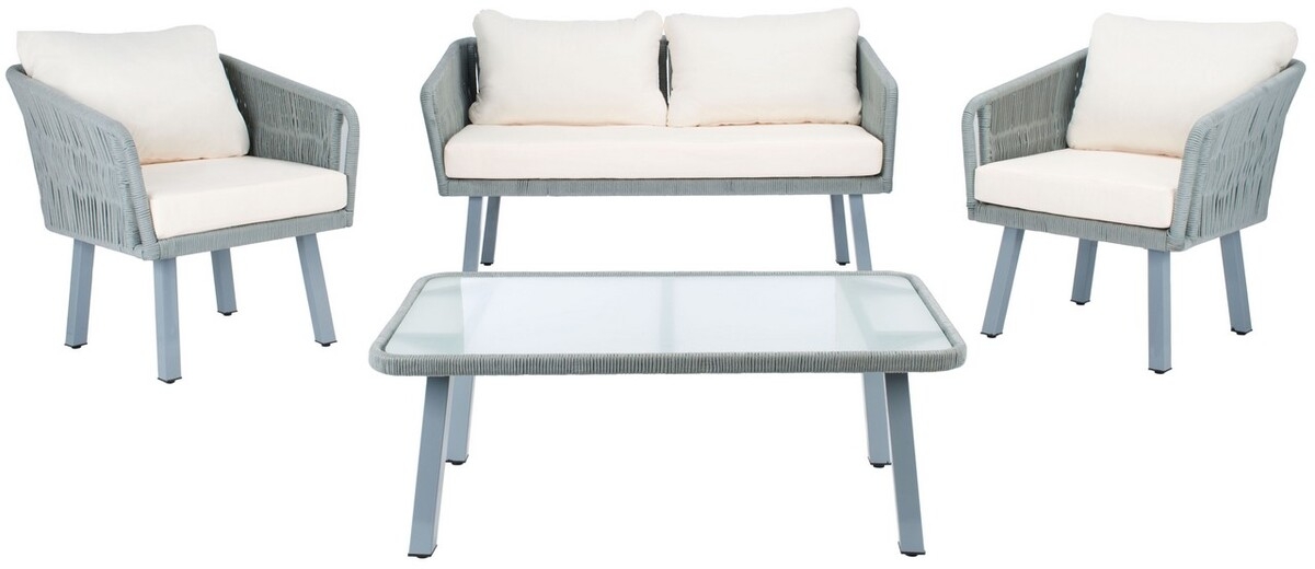 Kerson 4 Pc Rope Living Set - Grey/Beige - Safavieh - Image 0
