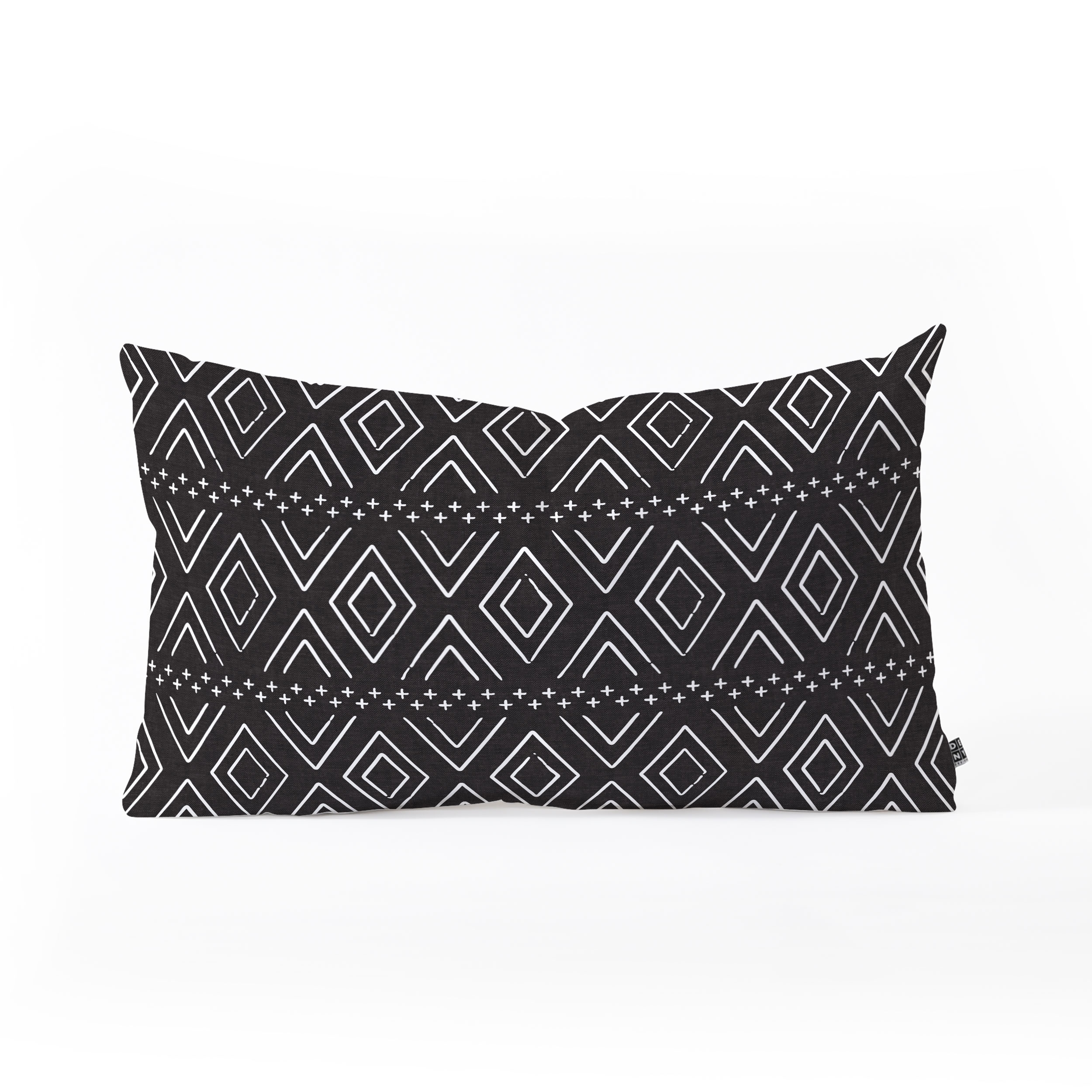 Farmhouse Diamonds Ebony by Little Arrow Design Co - Oblong Throw Pillow 26" x 16" - Image 0