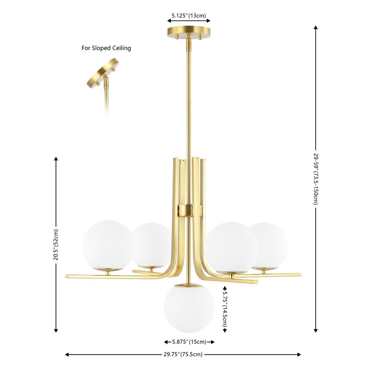 Lenore 5 Lt 29.75" Chandelier - Gold - Safavieh - Image 3