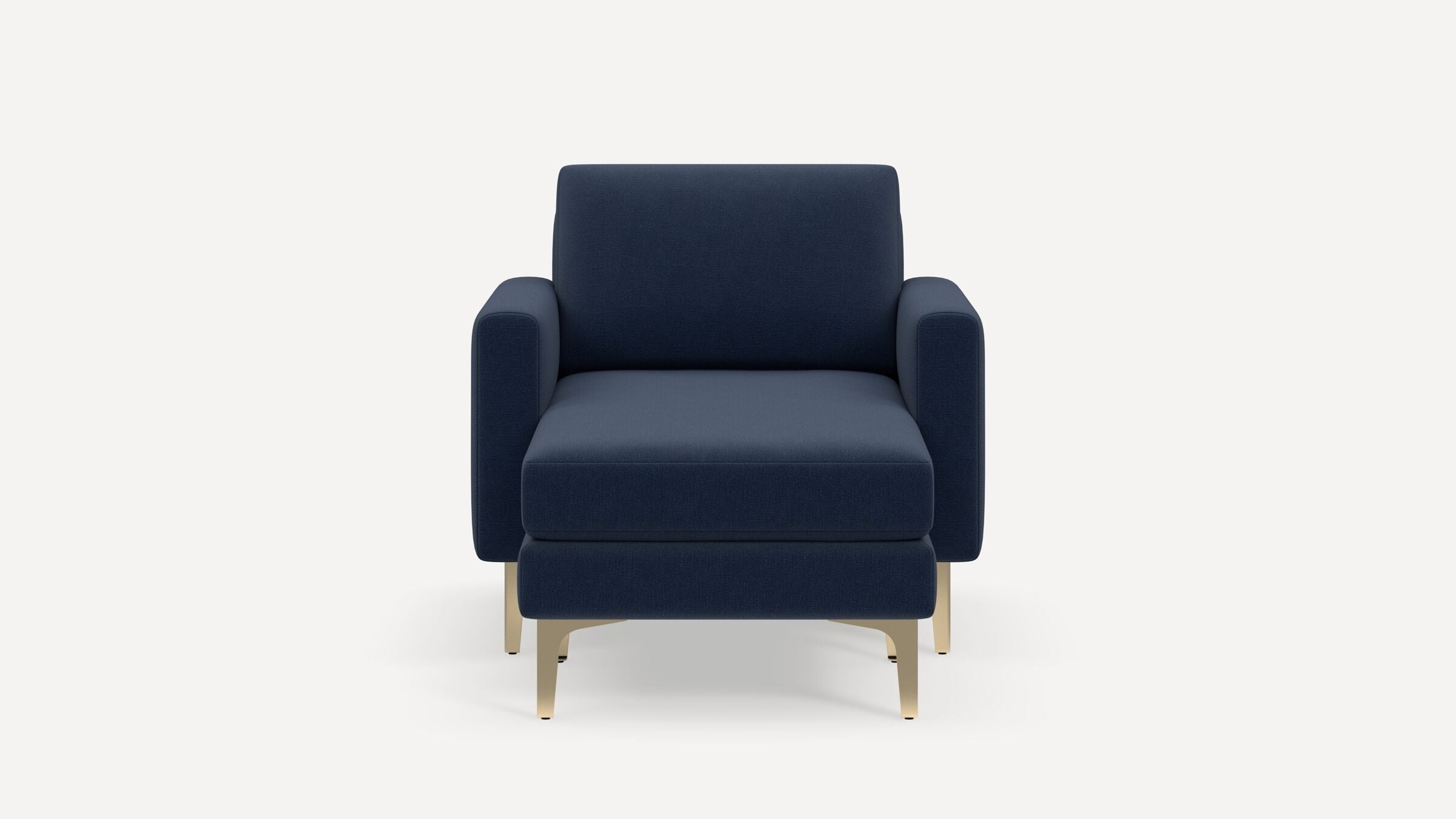 Nomad Armchair with Chaise - Navy Blue - Performance Flatweave / Brass - Metal / Block - Image 0