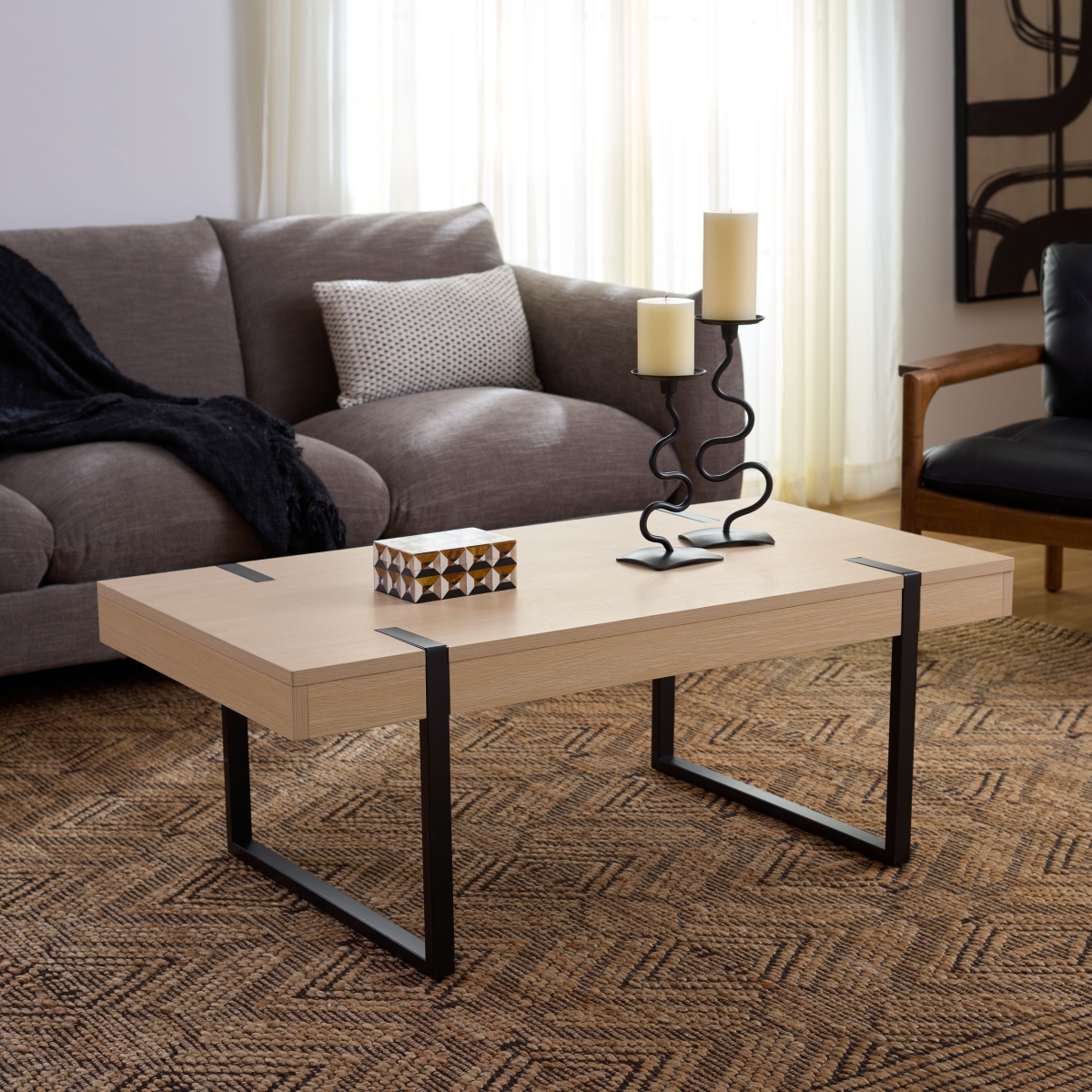 Klausner Coffee Table - Sand / Black - Safavieh - Image 1
