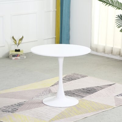 31.5" White Round Dining Table - Modern Dining Room Table With Mdf Table Top And Metal Pedestal Base For Kitchen And Dining Room Leisure Table For 2 Or 4 Person - Image 0