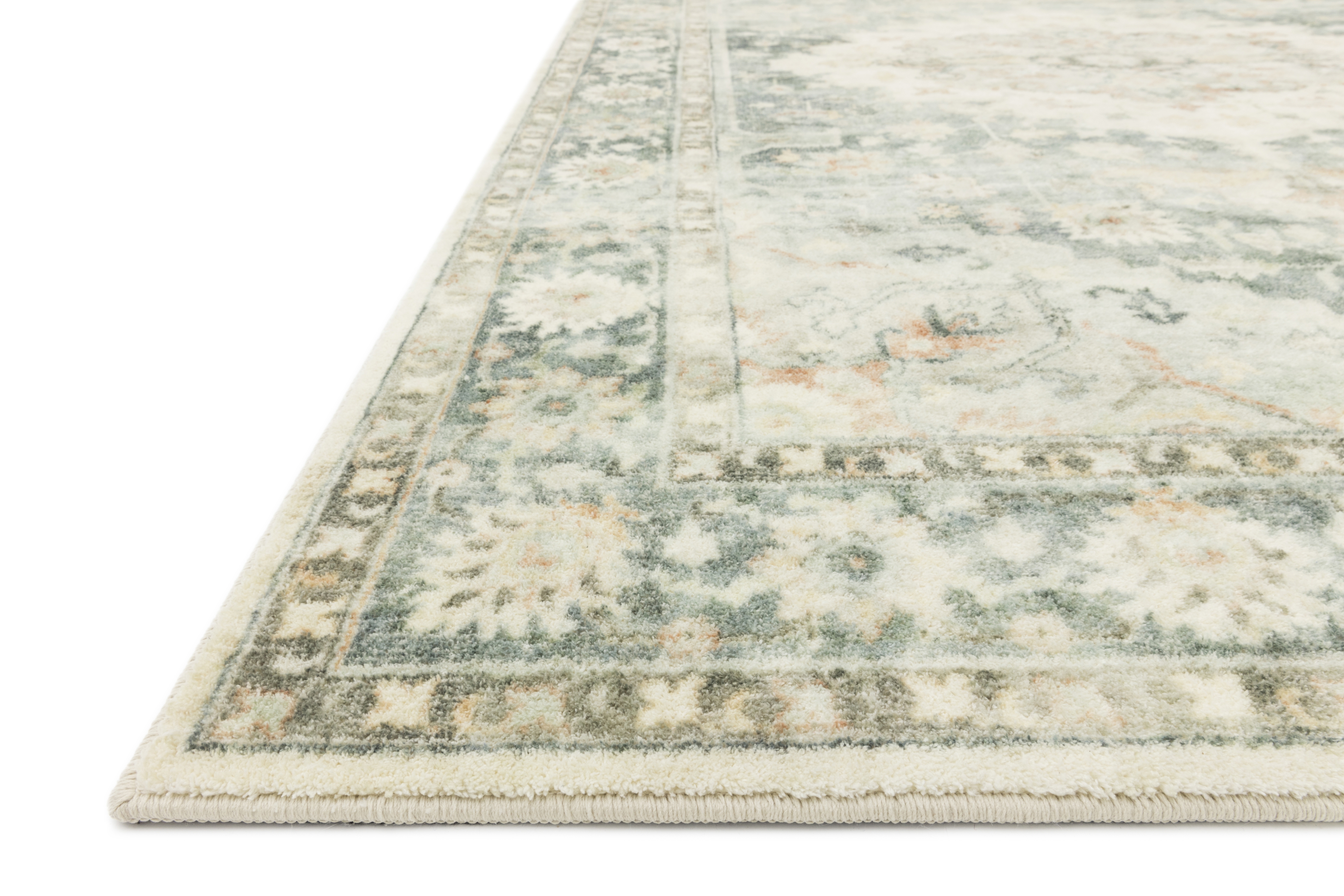 Rosette ROS-08 Teal / Ivory 2'-6" x 9'-9" - Image 1