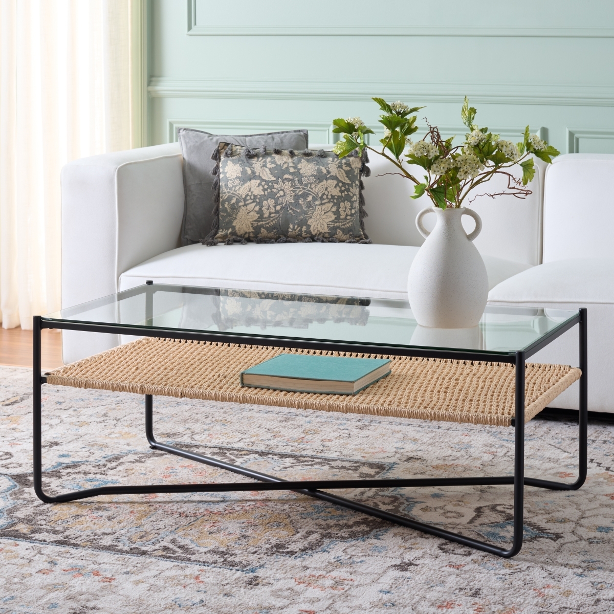 Omaka 1 Shelf Coffee Table - Natural / Black - Safavieh - Image 1