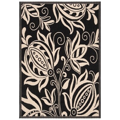 Herefordshire Floral Black/Tan Indoor / Outdoor Area Rug - Image 0