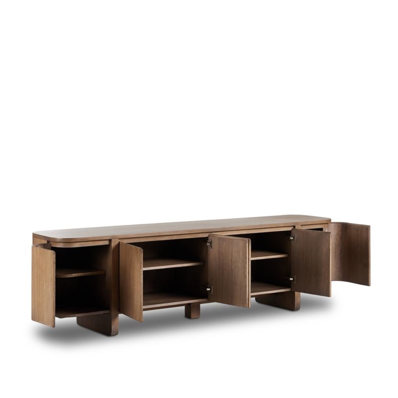 Elle 92" Natural Oak Wood Storage Media Console - Image 8