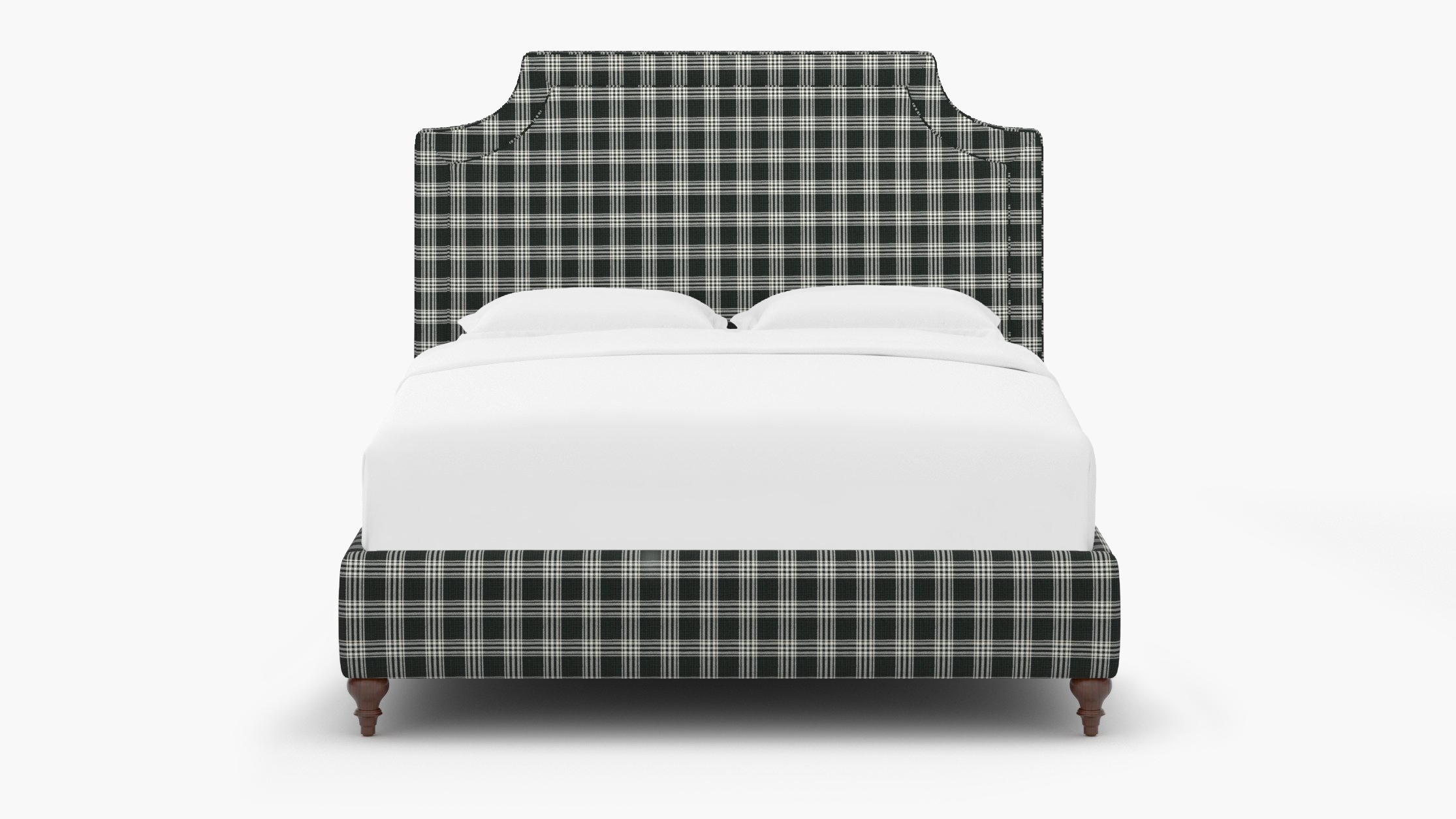 Deco Bed, Barnegat Plaid, Walnut Traditional Turned Leg, Twin - Image 0