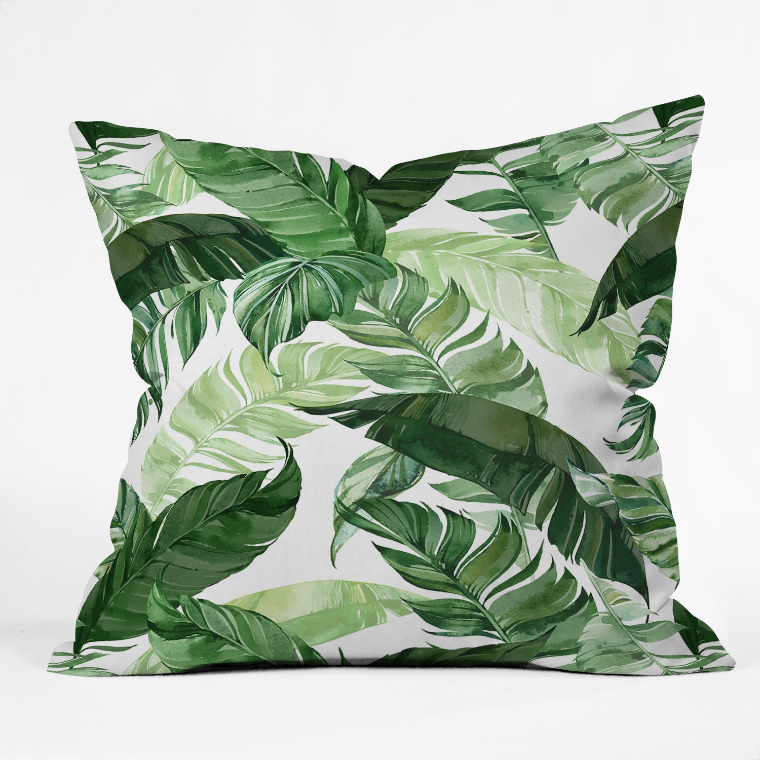 Green Leaf Watercolor Pattern by Marta Barragan Camarasa - Outdoor Throw Pillow 26" x 26" - Image 1
