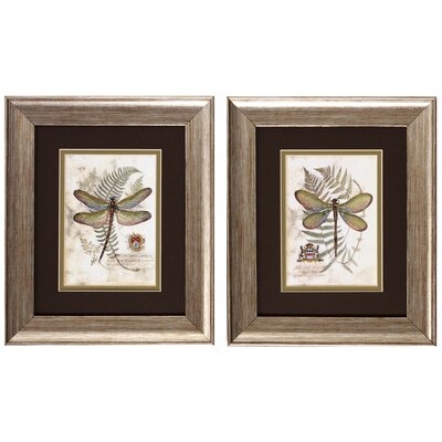 Dragonfly I and II - 2 Piece Picture Frame Graphic Art Print Set on Canvas - Image 0