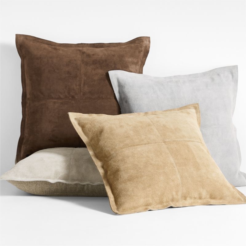 Hyde Pieced Suede 23x23 Camel Tan Throw Pillow Cover - Image 3