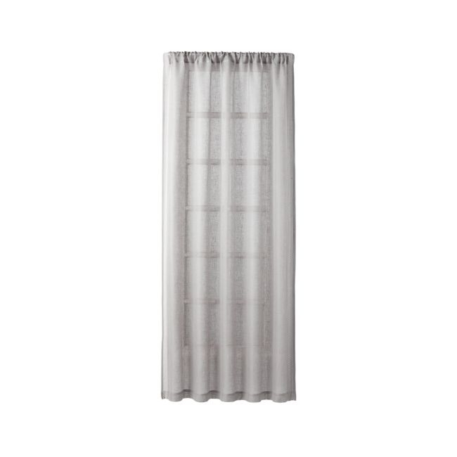 Linen Sheer Bordered Grey Curtain Panel, 52"x96" - Image 1