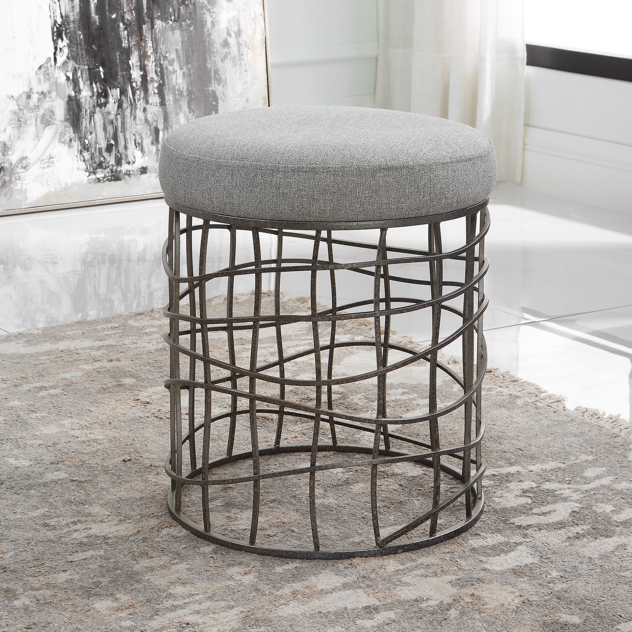 Carnival Iron Round Accent Stool - Image 1