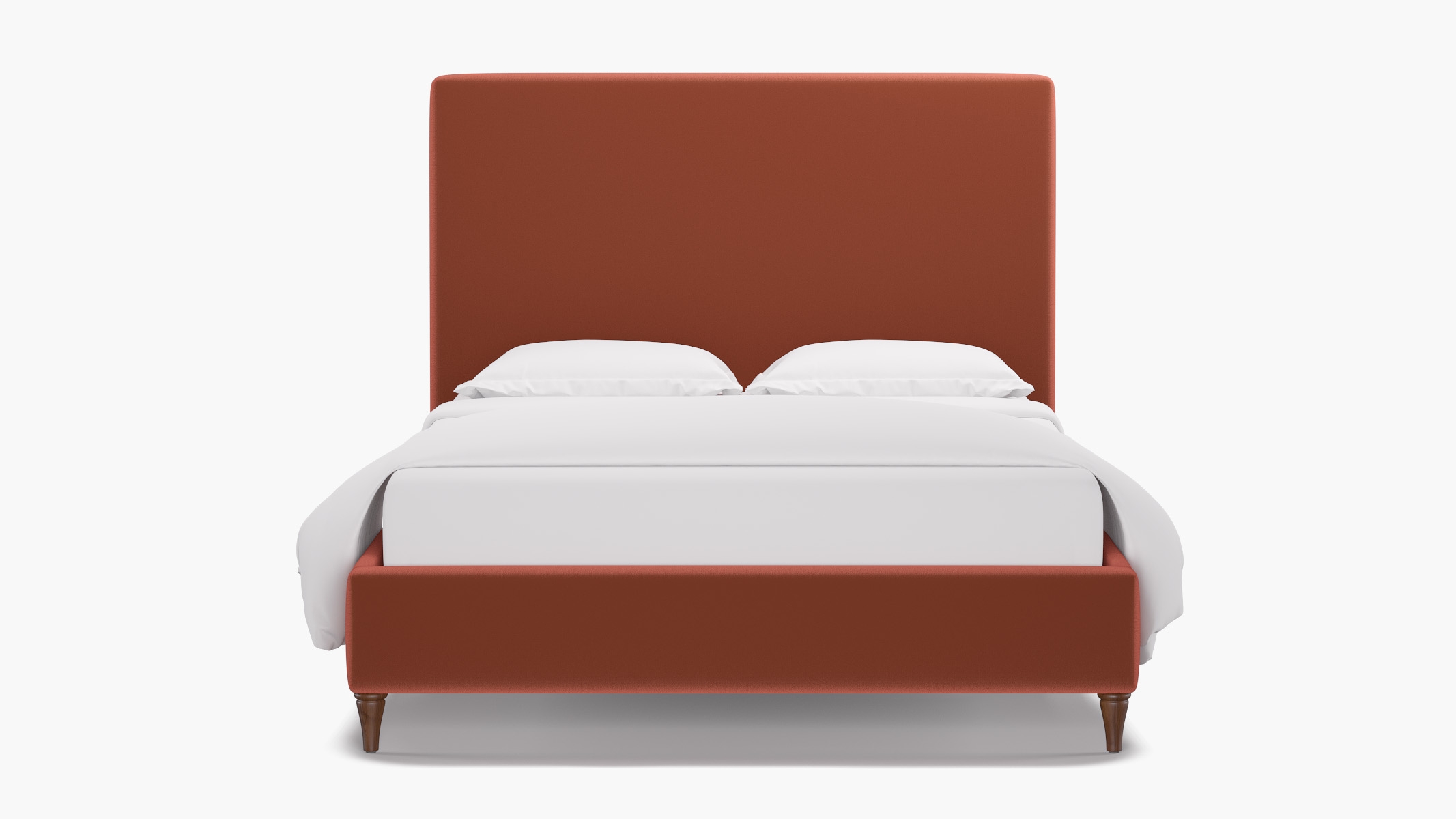 Classic Bed, Terracotta Performance Velvet, Walnut Decorative Tapered Leg, Twin - Image 1