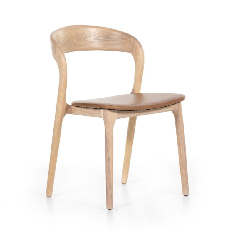 Gillie Natural Wood and Leather Dining Chair - Image 2