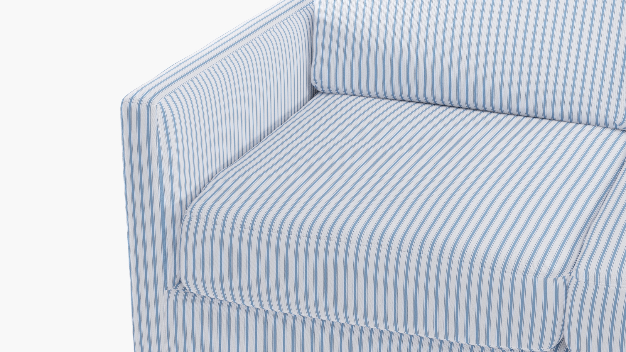 Modern Sofa, Cornflower Classic Ticking Stripe, Chrome - Image 4