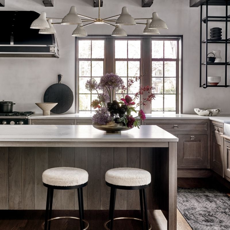 Atlas Shearling White Counter Stool Set of 2 - Image 1