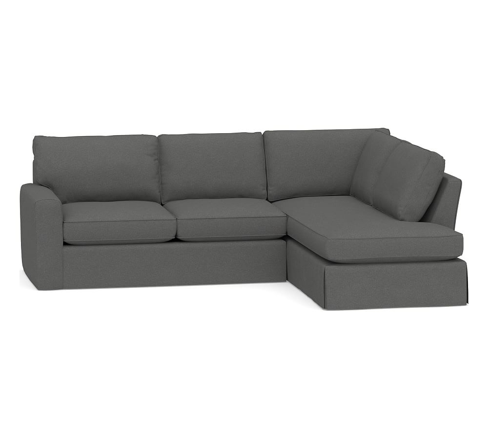 Pearce Square Arm Slipcovered Left Loveseat Return Bumper Sectional, Down Blend Wrapped Cushions, Park Weave Charcoal - Image 0