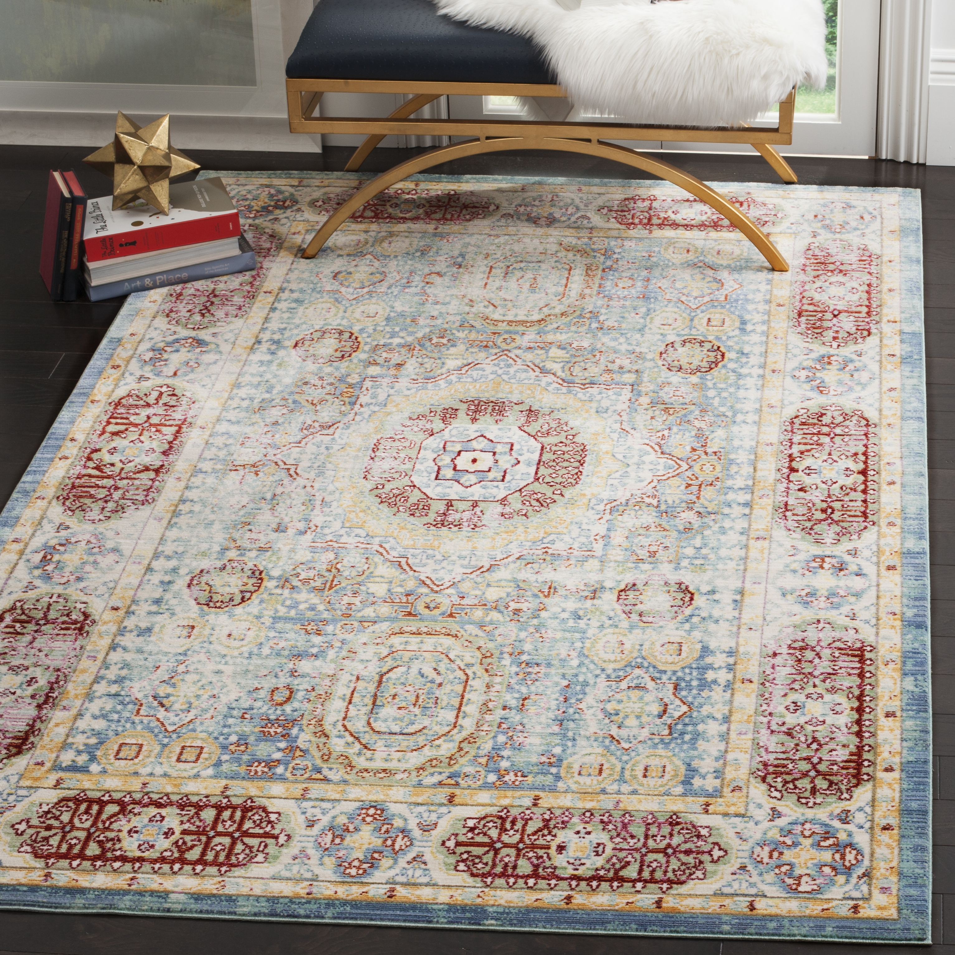 Arlo Home Woven Area Rug, VAL111M, Blue/Multi,  4' X 6' - Image 1