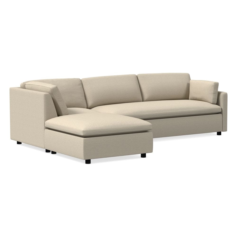 Marin 114" Left 3-Piece Ottoman Sectional, Standard Depth, Chenille Tweed, Dove - Image 0