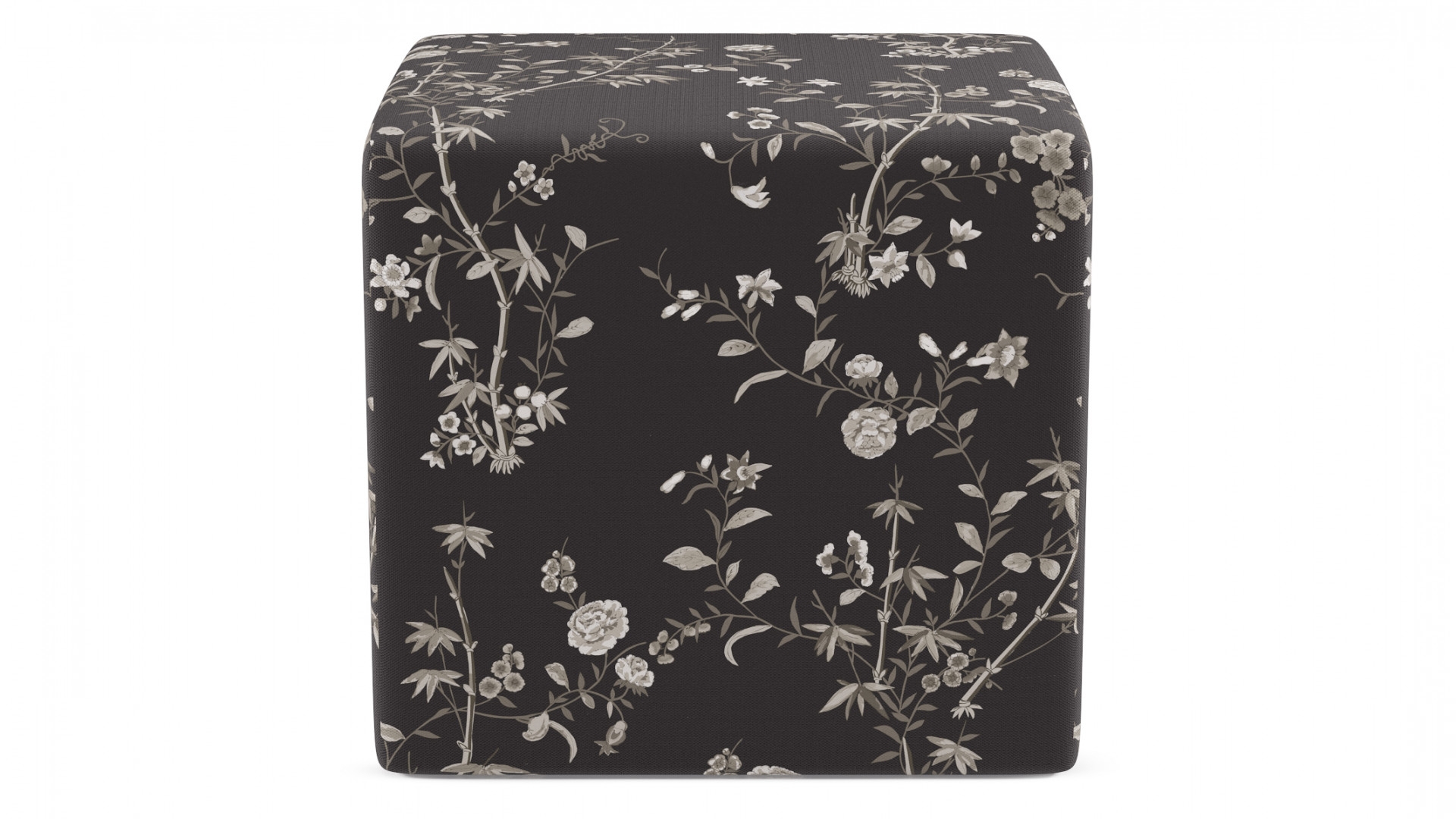 Cube Ottoman, Black Bamboo Garden - Image 0