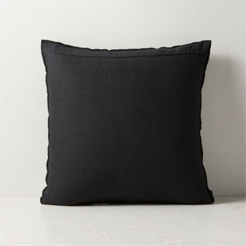 Kerro Black Woven Suede Throw Pillow Cover 18"x18" - Image 1