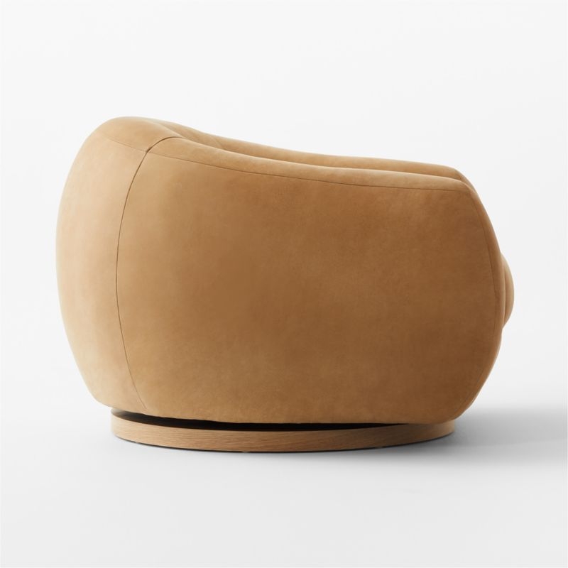Laszlo Caramel Brown Leather Swivel Chair - Image 3