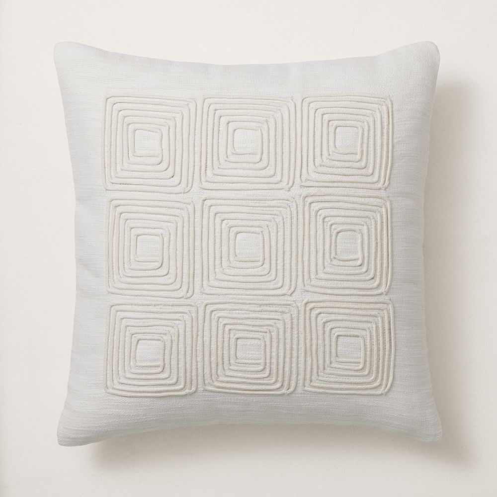 Corded Grid Pillow Cover, 20"x20", Alabaster - Image 0