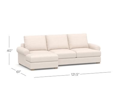 Canyon Roll Arm Upholstered Left Arm Sofa with Chaise Sectional, Down Blend Wrapped Cushions, Performance Everydaysuede(TM) Stone - Image 5