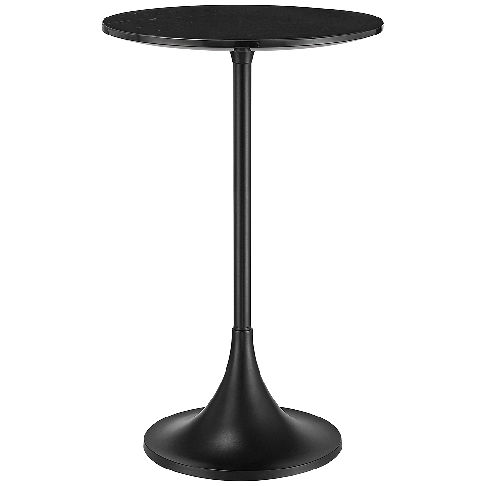 Studio 55 Mesita 24" End Table Black Marble Top with Black Finish Base - Image 0
