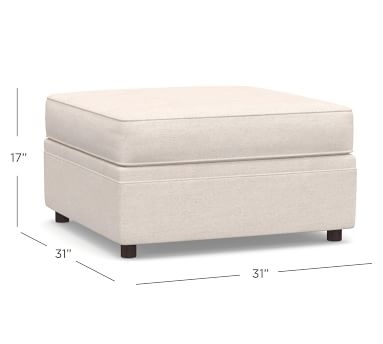 Pearce Upholstered Sectional Ottoman, Polyester Wrapped Cushions, Performance Heathered Basketweave Platinum - Image 1