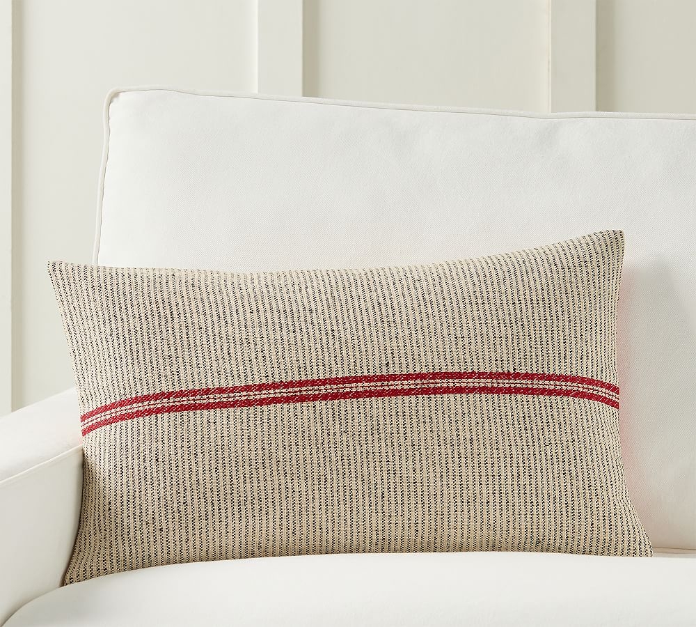 Cassini Striped Lumbar Pillow Cover, 16 x 26", Red - Image 0