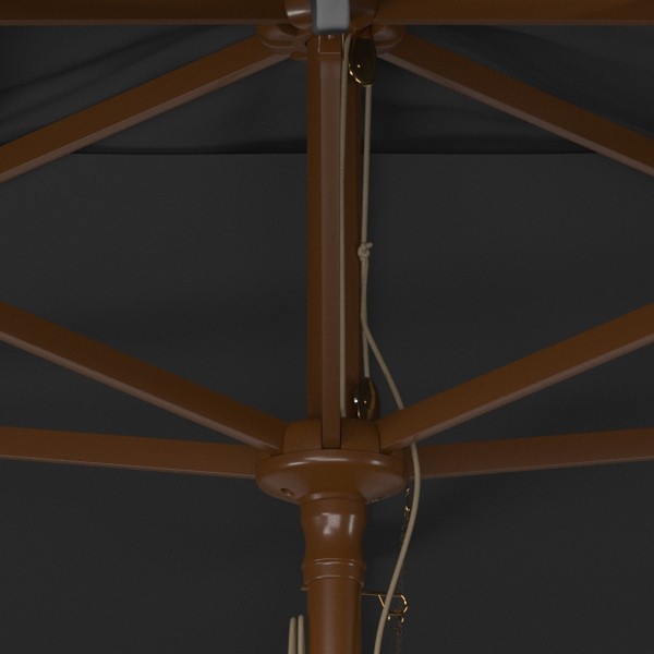 Aklin 10Ft Wood Umbrella - Grey - Safavieh - Image 2