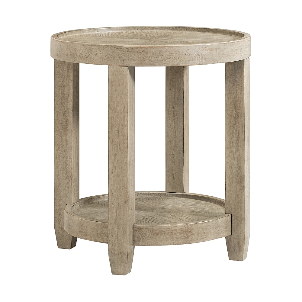 Bellamy 22" Wide Wood Veneer Round End Table, Gray - Image 0