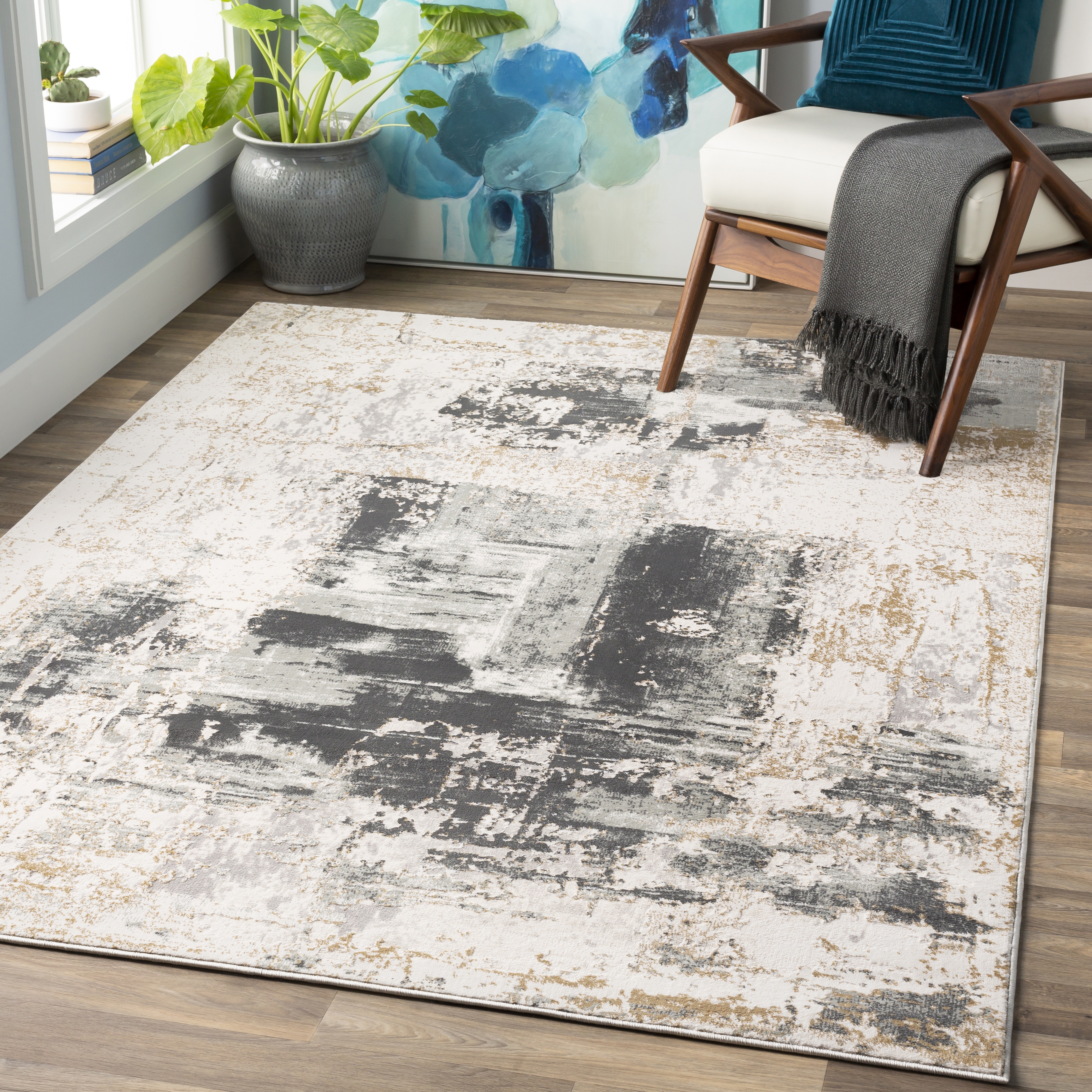 Livabliss Quatro Beige Indoor 8'10" x 12'4" Machine Woven Rug - Image 1