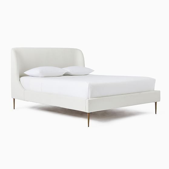 Lana Upholstered Bed, Full, Luxe Boucle, Stone White, Light Bronze - Image 0