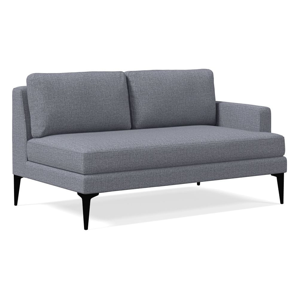 Andes Petite Right Arm 2 Seater Sofa, Poly, Yarn Dyed Linen Weave, Graphite, Dark Pewter - Image 0