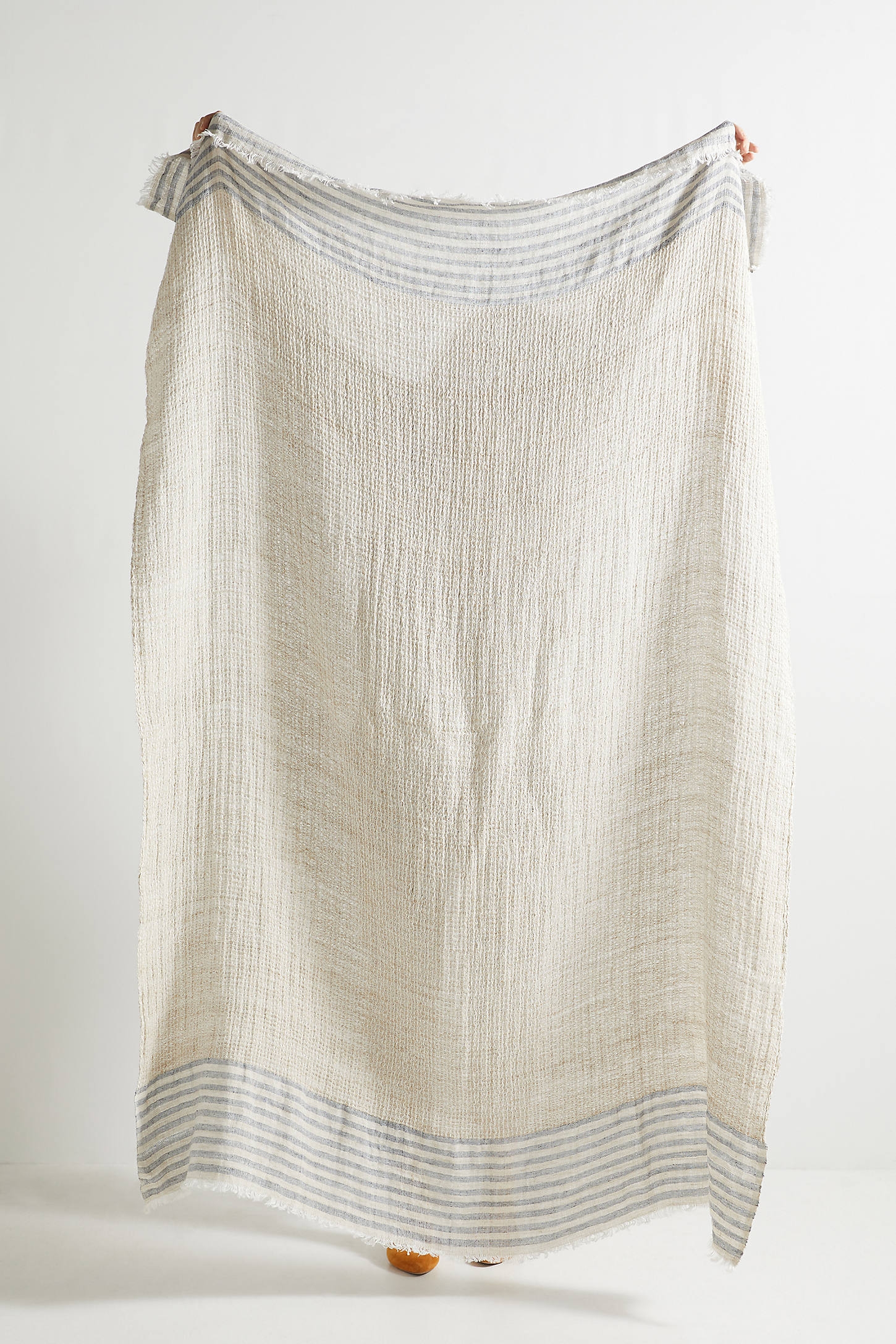 Striped Linen Throw Blanket - Image 0