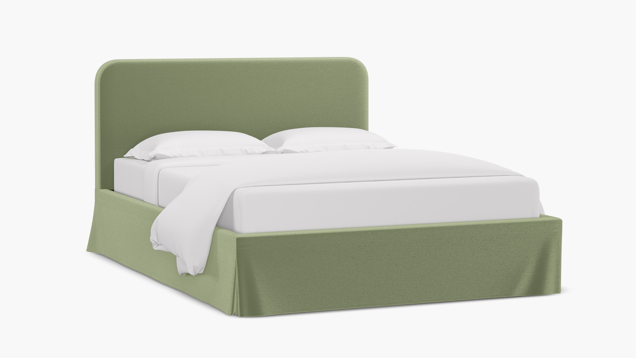 Skirted Platform Bed, Celadon Performance Plush Velvet, Full - Image 1