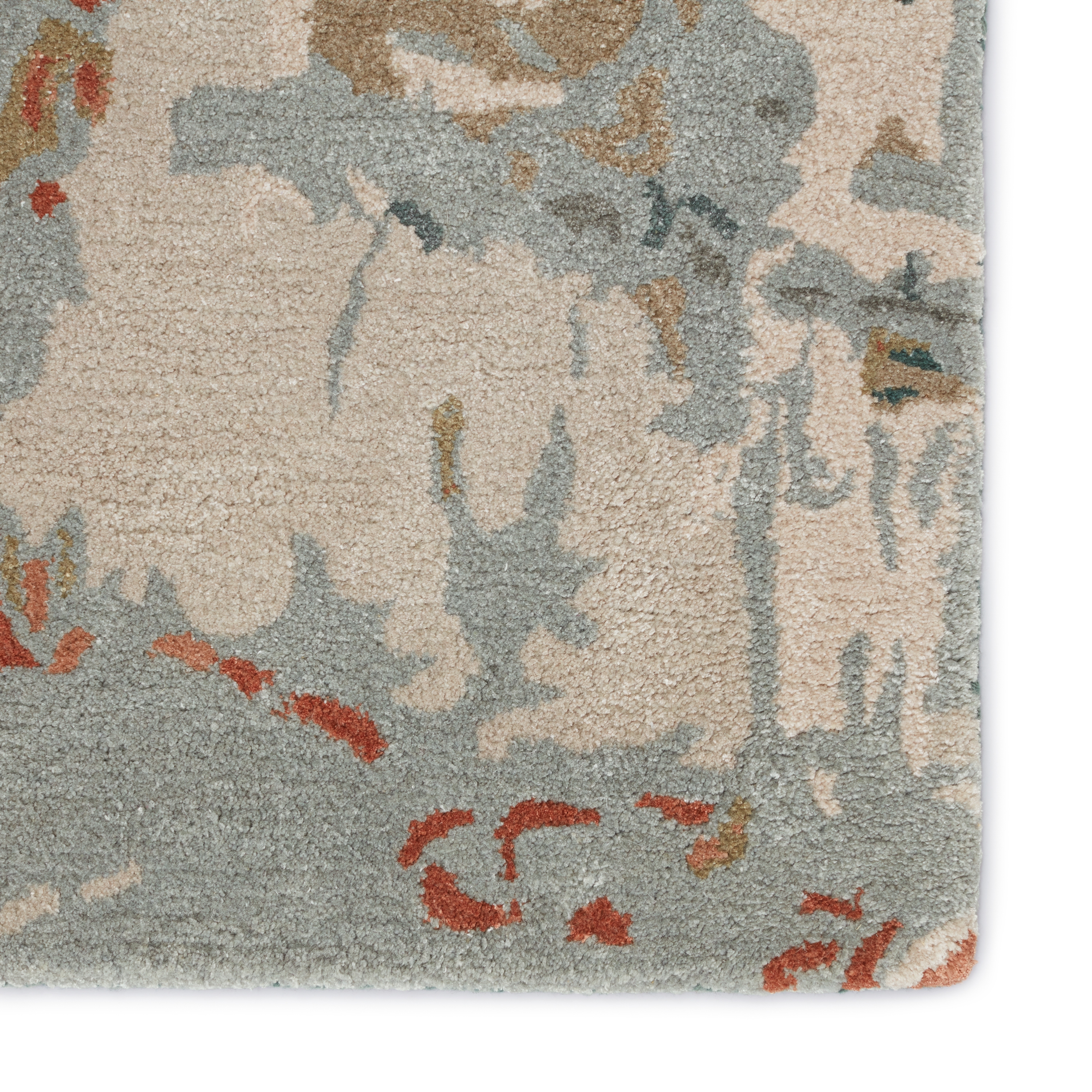 Luella Handmade Abstract Green/ Gray Area Rug (5'X8') - Image 3