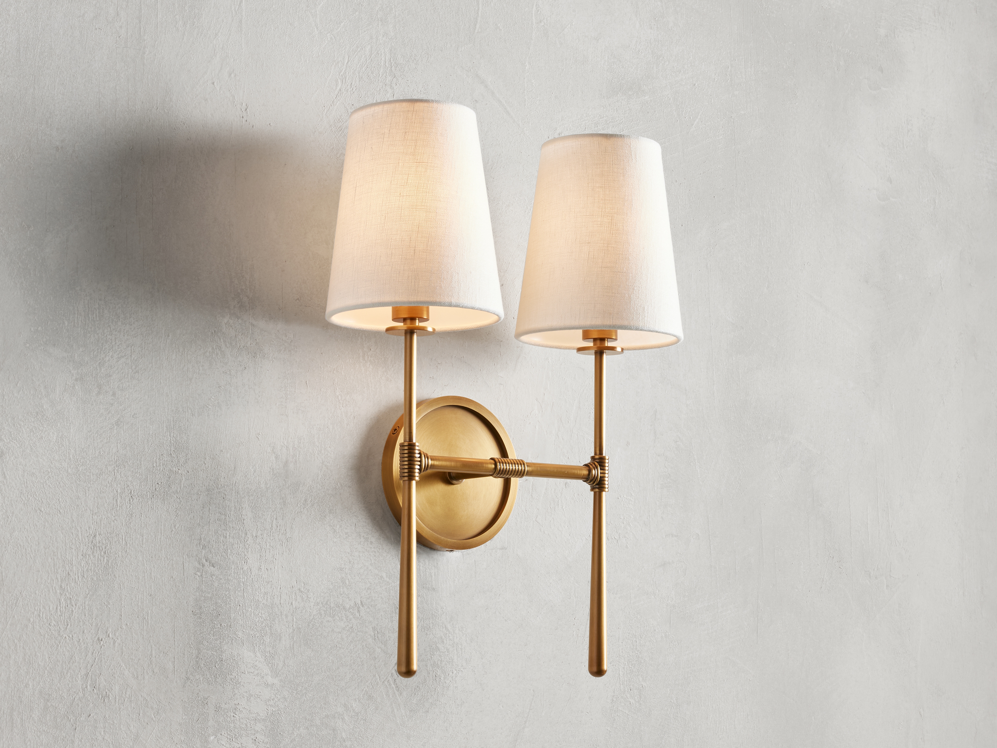 Rhodes Double Sconce in Fabric Brass - Image 0