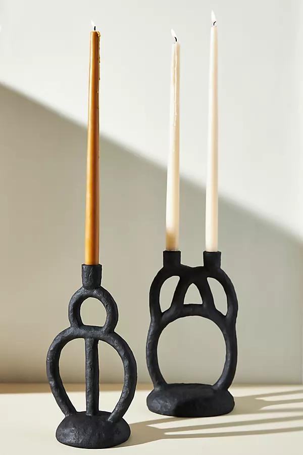 Danni Taper Candle Holder By Anthropologie in Black - Image 0