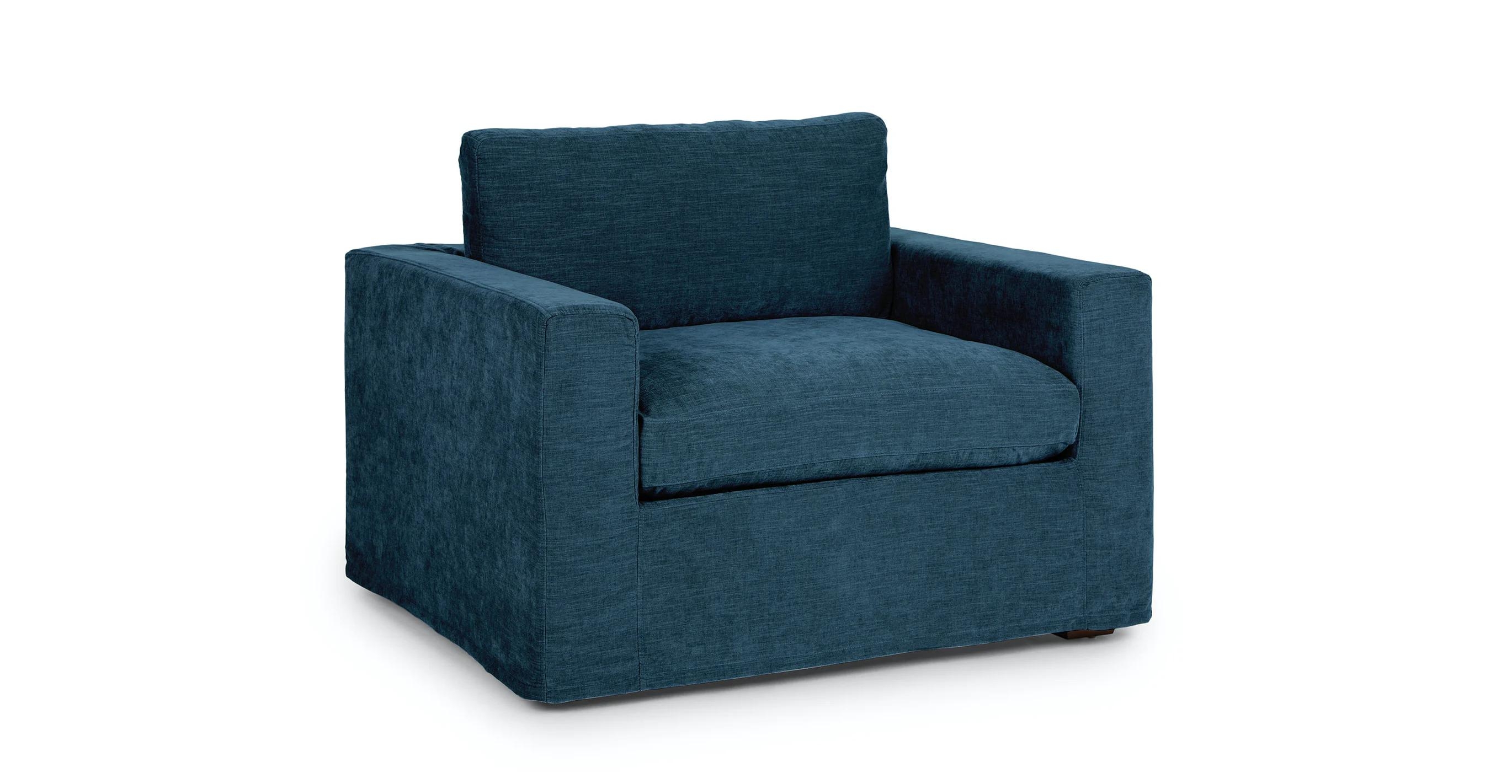 Alzey Slipcover Lounge Chair, Dash Blue - Image 1