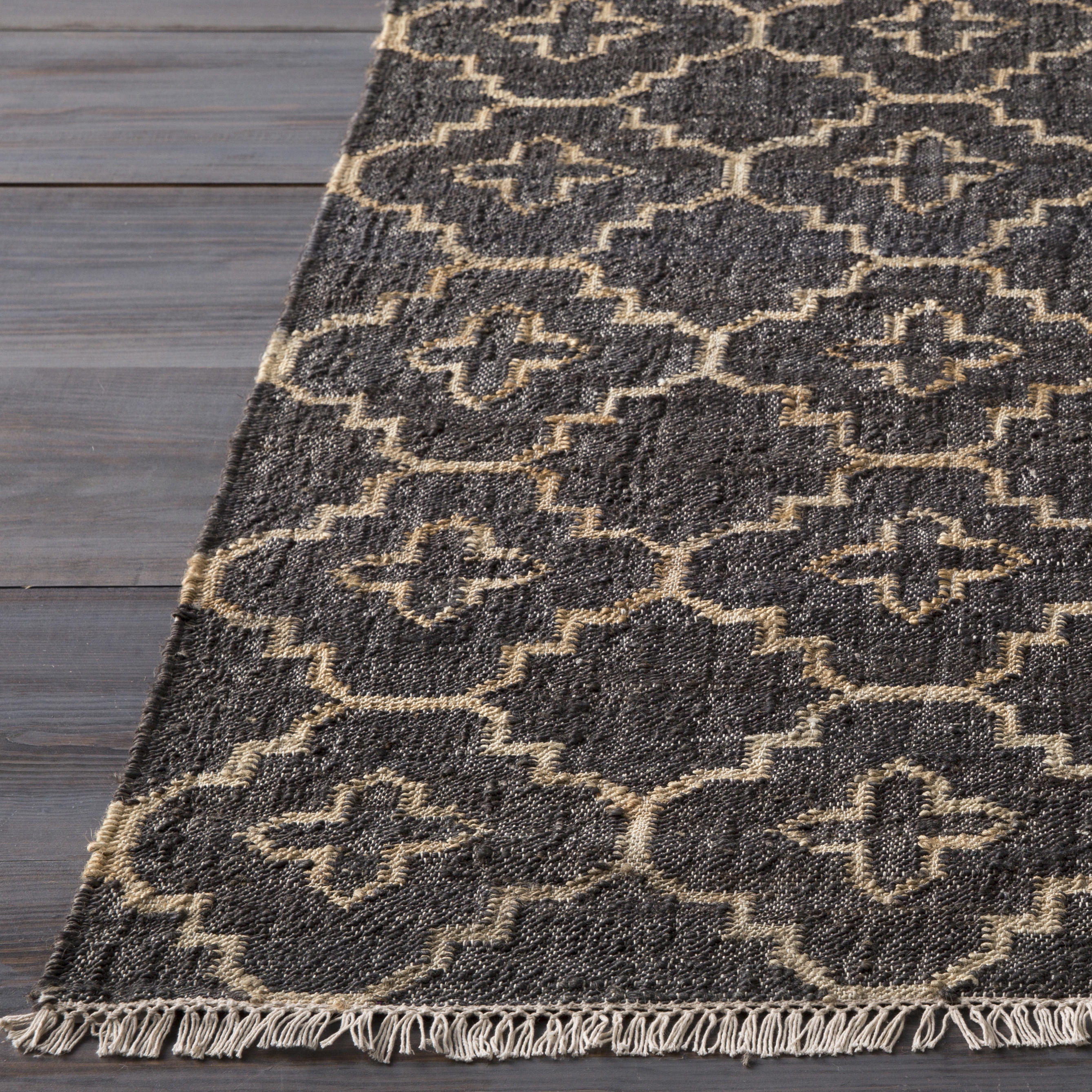 Laural Black Indoor 2'6" x 8' Handmade Rug - Image 1