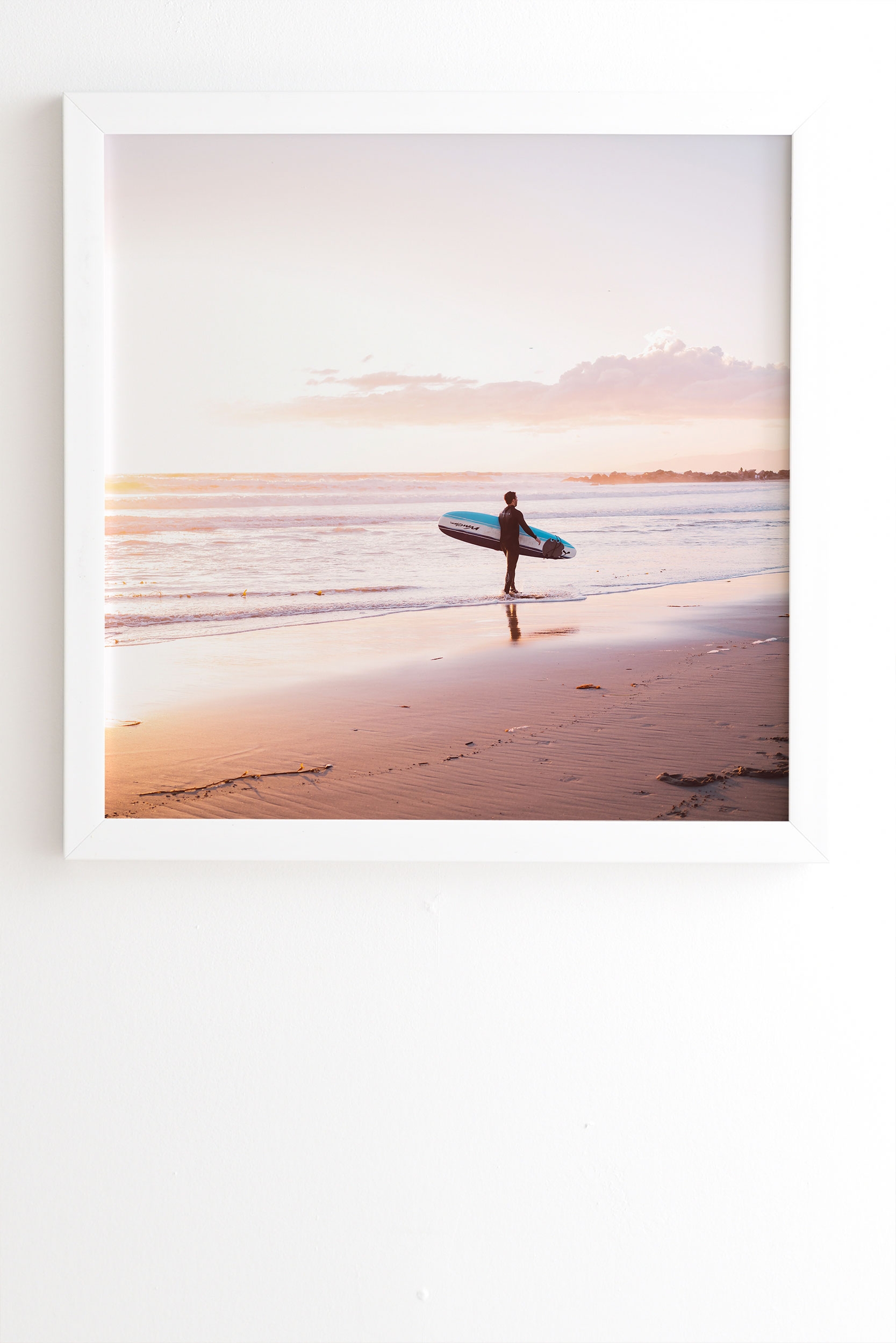 Venice Beach Surfer by Bethany Young Photography - Framed Wall Art Basic White 8" x 9.5" - Image 1