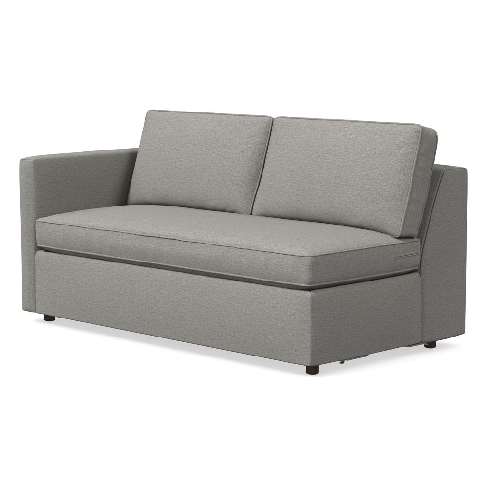 Harris Petite Left Arm 65" Sofa Bench, Poly, Twill, Silver, Concealed Supports - Image 0