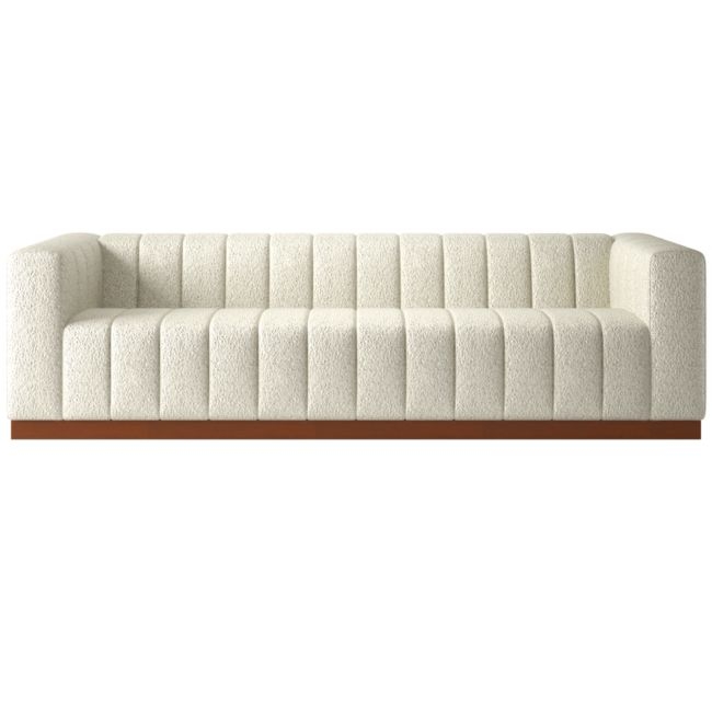 Forte 101" Bloce Grey Sofa with Walnut Base - Image 0