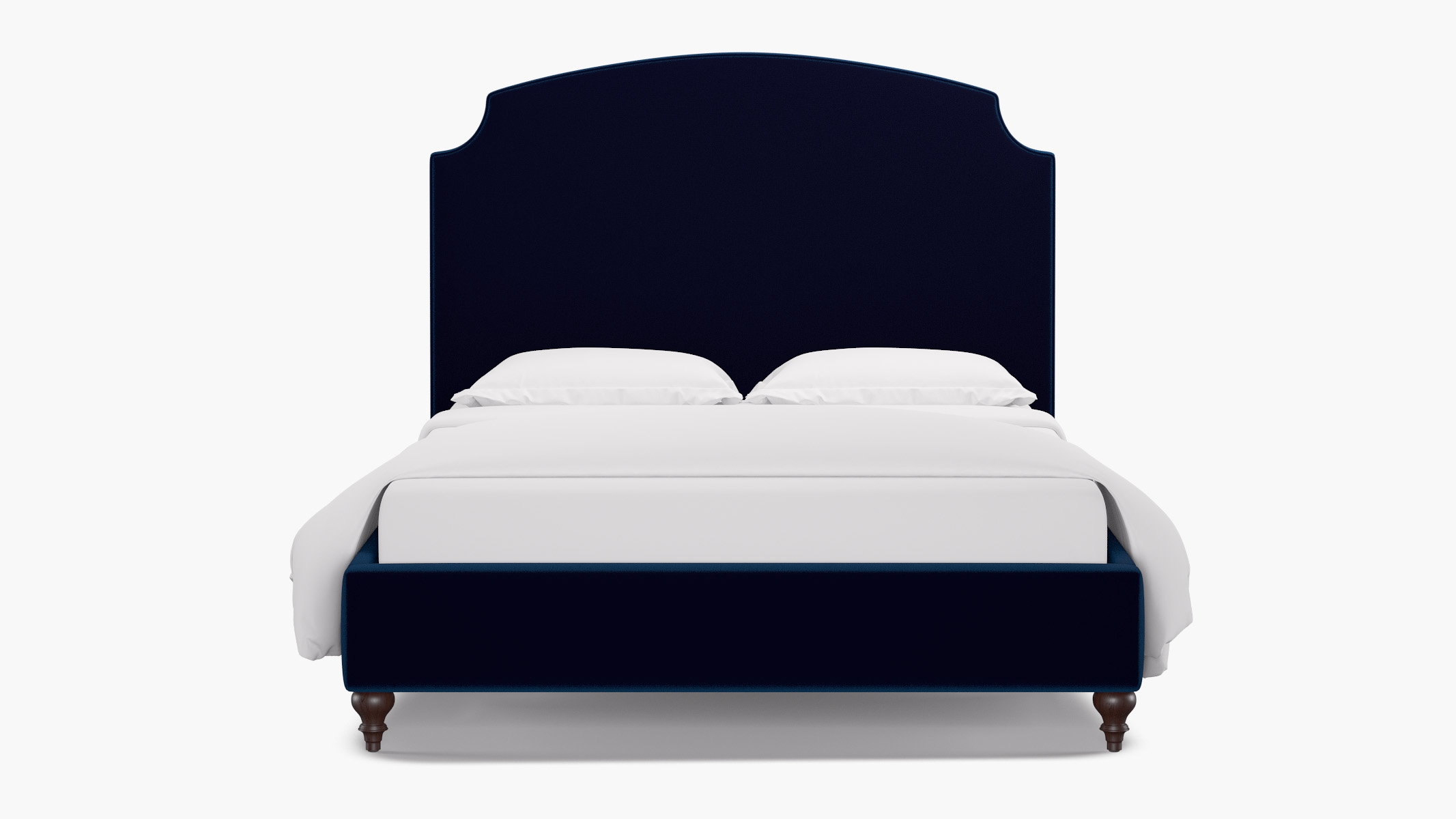 Cove Bed, Cobalt Performance Plush Velvet, Espresso Traditional Turned Leg, King - Image 0