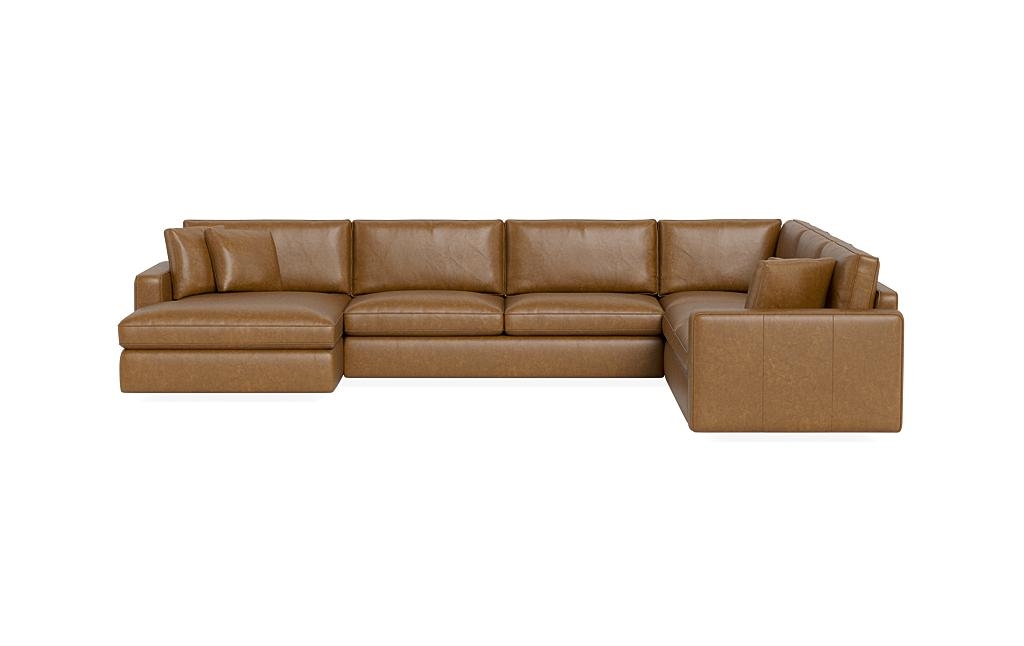 James Leather 4-Piece 5-Seat Corner Chaise Sectional Left - Image 0