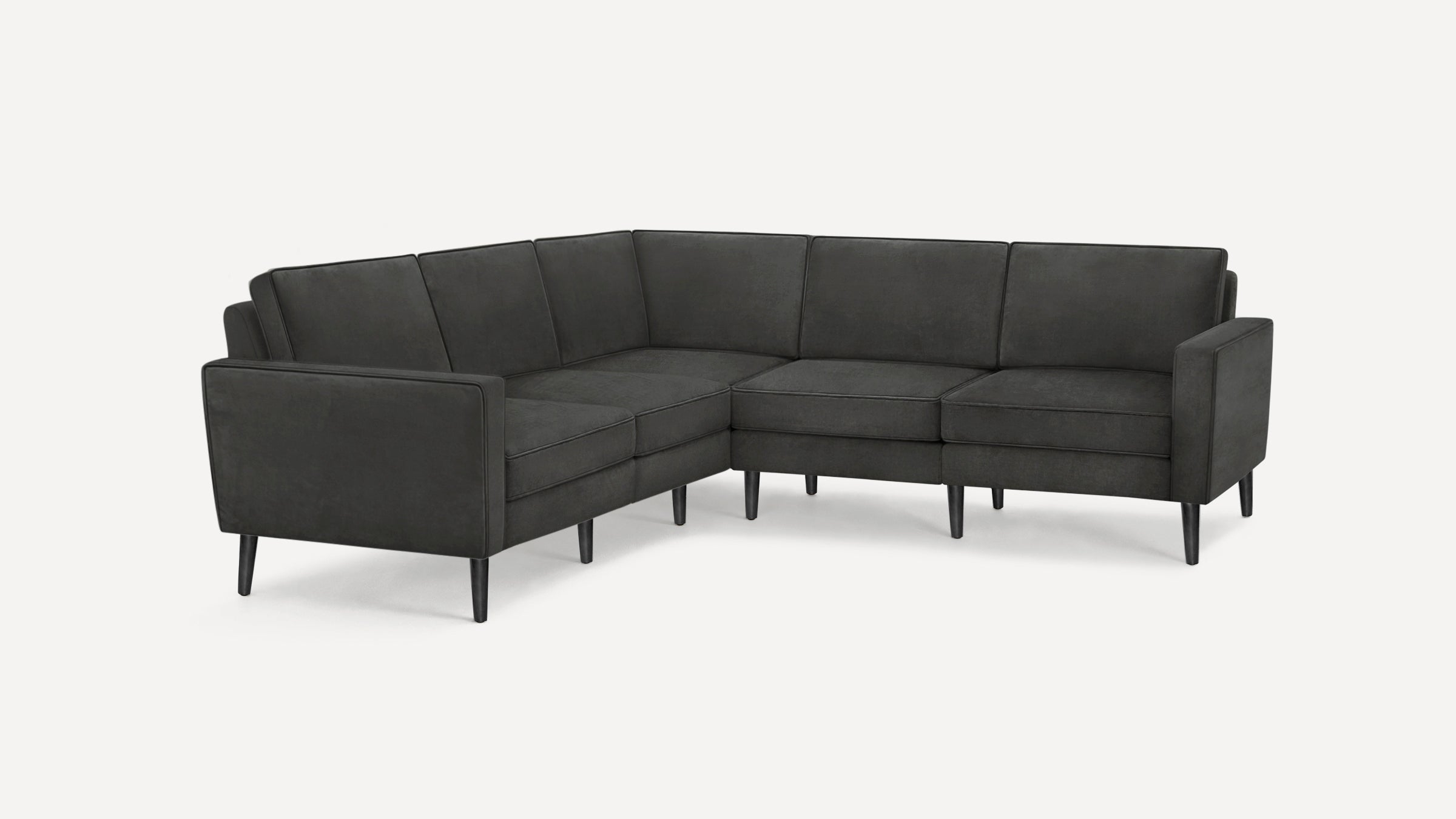 Nomad Velvet 5-Seat Corner Sectional - Graphite Grey - Performance Velvet / Ebony - Wood - Image 0