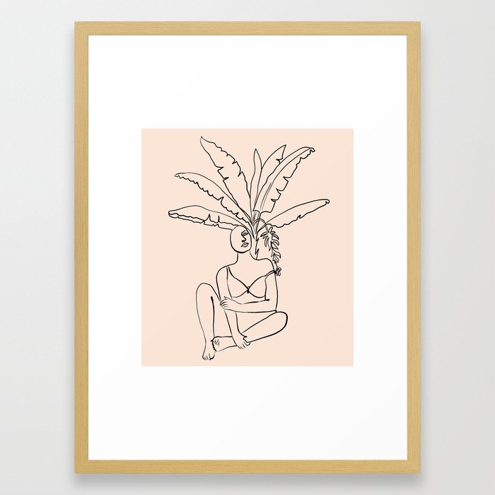 Staycation #lineart #drawing #minimal Framed Art Print by 83 Orangesa(r) Art Shop - Conservation Natural - MEDIUM (Gallery)-20x26 - Image 0